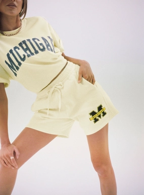 Durable Weave Fabric Michigan High Rise Sweat Shorts Yellow