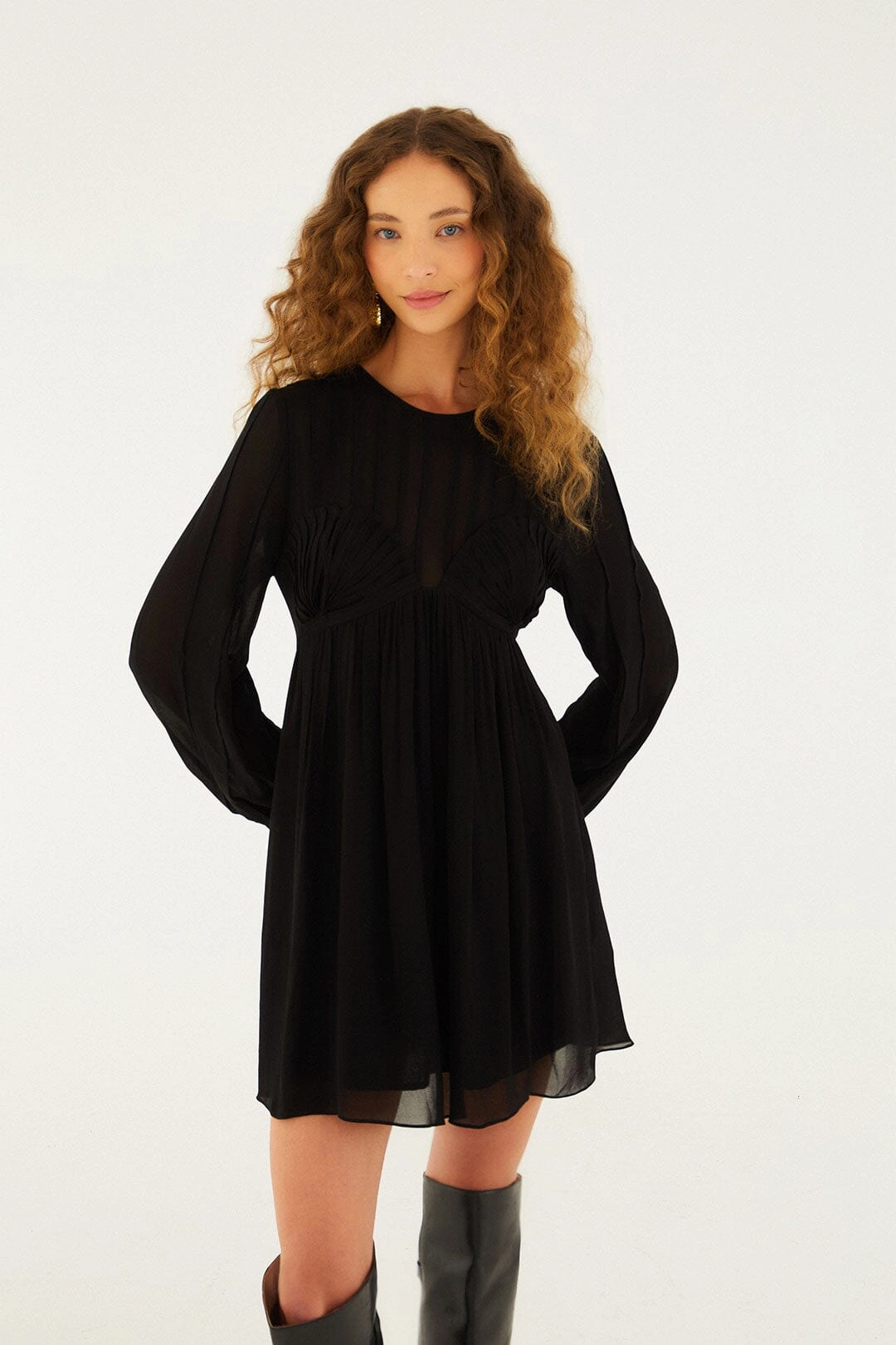 Comfortable Fashion Graceful Attire Black Shell Mini Dress