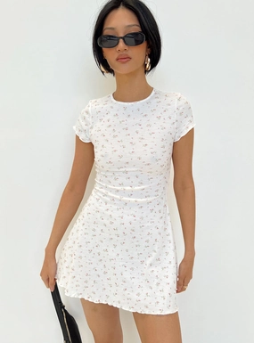 Patton Mini Dress White Floral Silky Touch Chic Everyday Wear