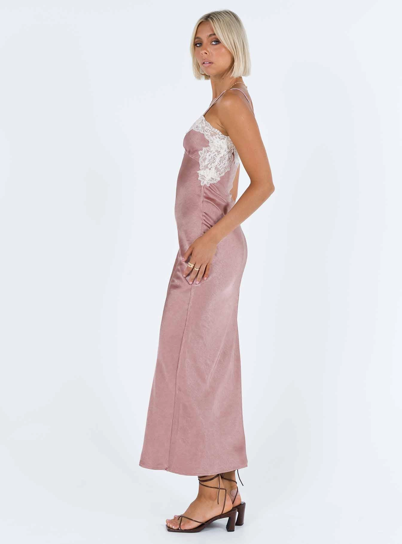 Alexina High Back Maxi Dress Pink Bold Design Easy Vibe