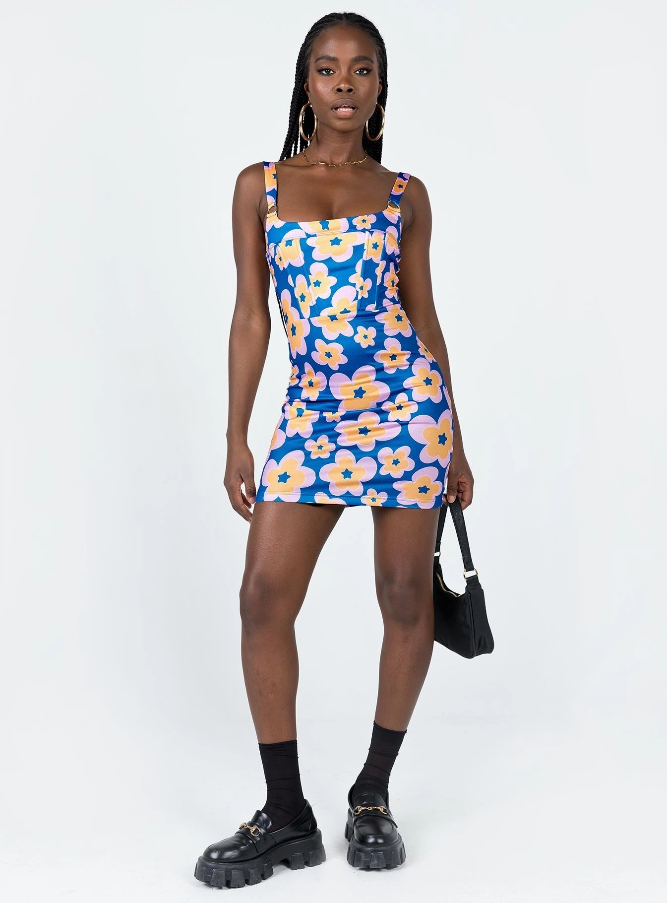 Comfy and Elegant Office Fit Gracen Mini Dress Blue Multi
