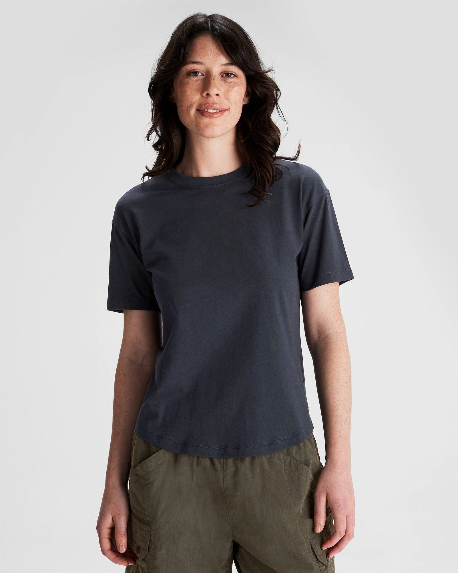 Women's Solid Organic Cotton T-Shirt - Pure Navy Breathable Active Wear UltraSoftBrushedInterior