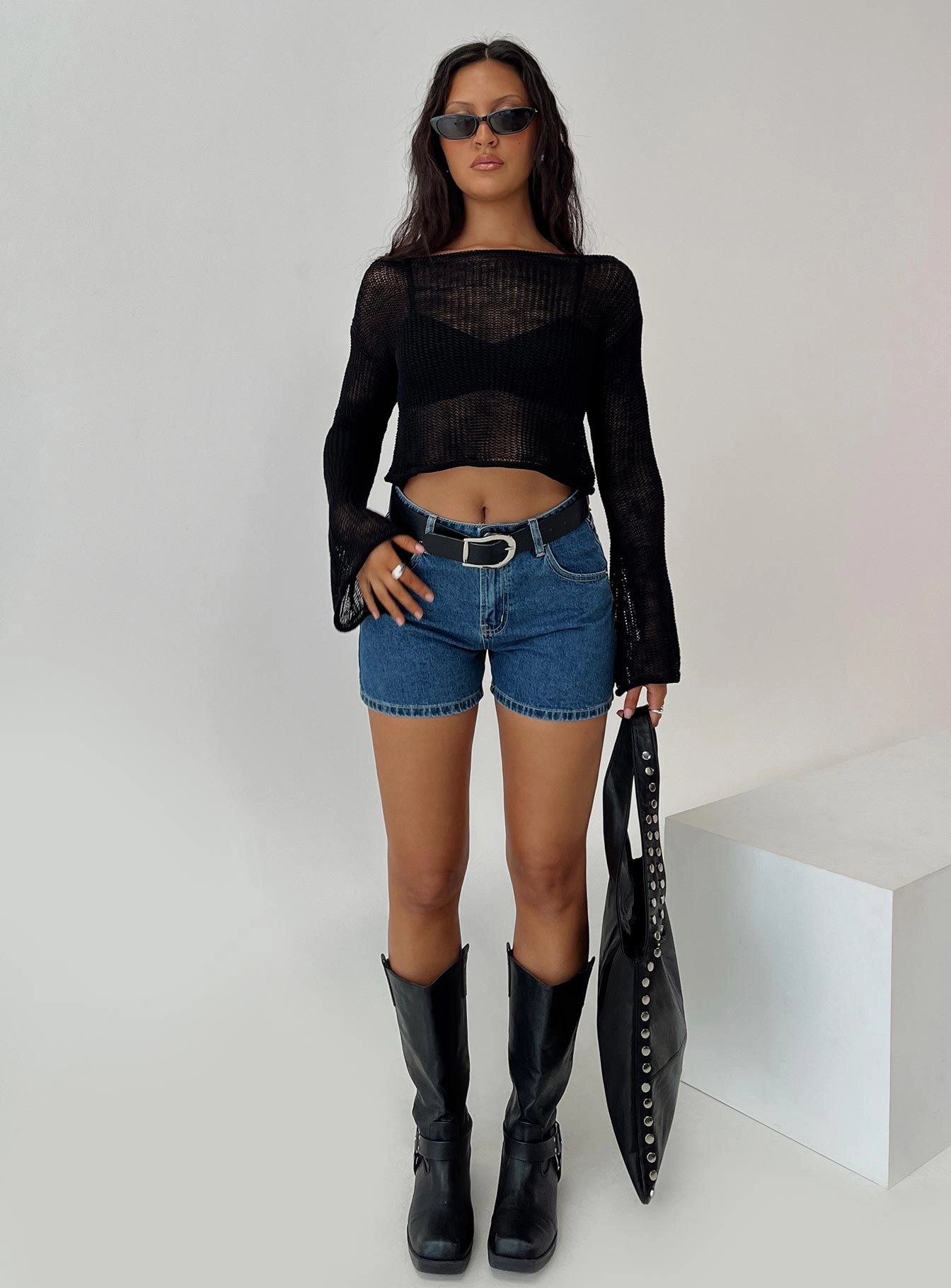Saldana Shorts Mid Blue Denim Petite media industry
