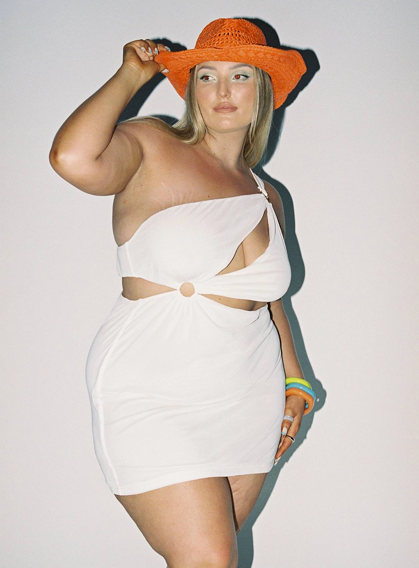 Cool Comfort Urban Drape Greater Power Mini Dress White Curve
