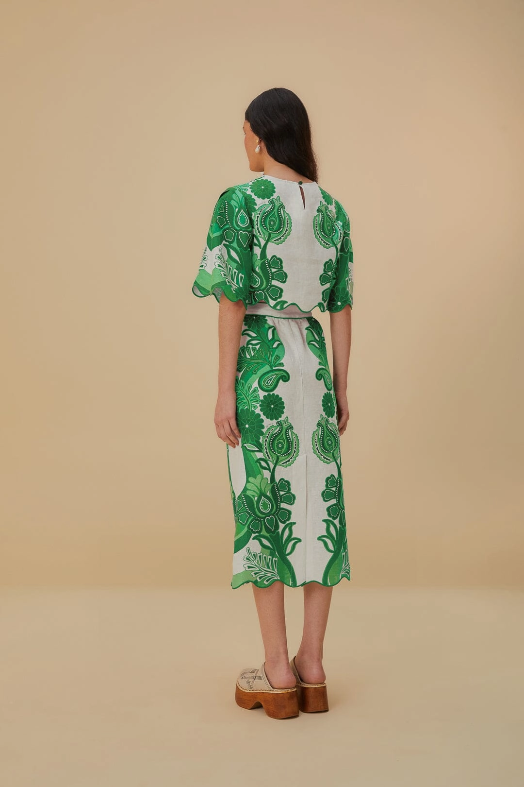 Green Color Festival Euroflax? Midi Skirt Smart Edge