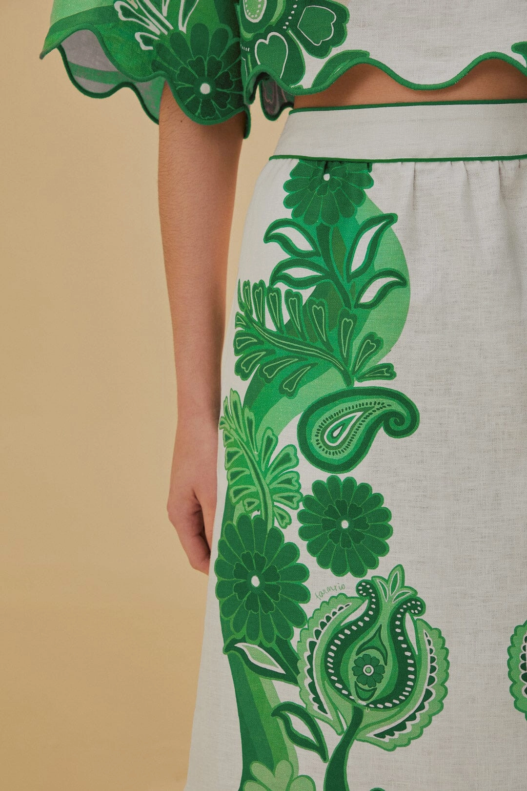 Green Color Festival Euroflax? Midi Skirt Urban Fit
