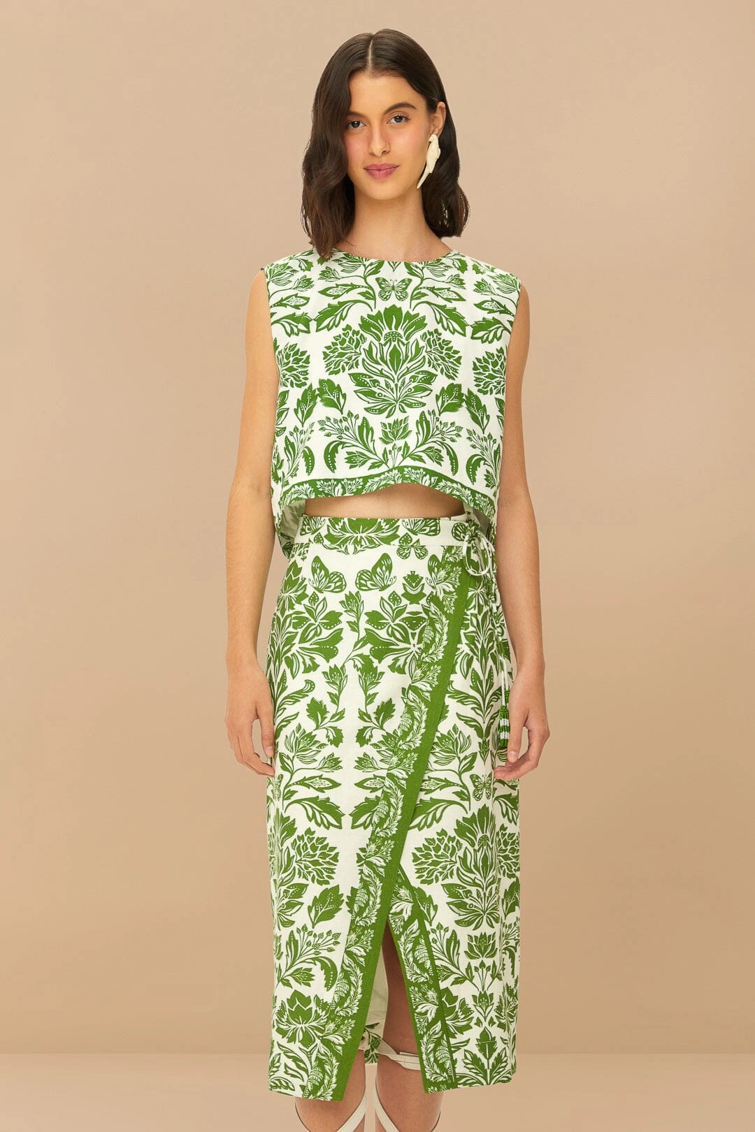 Bold Edge Transitional Wear Green Delicate Tapestry LENZING? ECOVERO? Euroflax? Midi Skirt