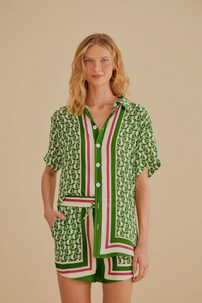 Green Pineapple Scarf Shorts Outdoor Fit