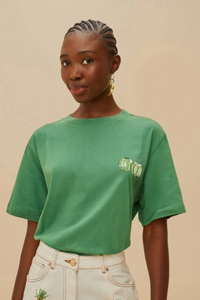 Essential Top elastic waistband Green Tropical Coconut Organic Cotton Relaxed T-Shirt