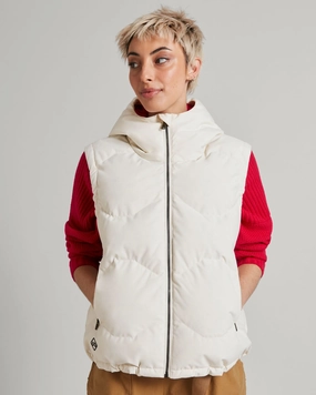 Women's Frisco X Hooded Down Vest - Natural Microfiber texture Non Restrictive Cut