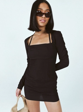 Hacienda Mini Dress Black Layered Style