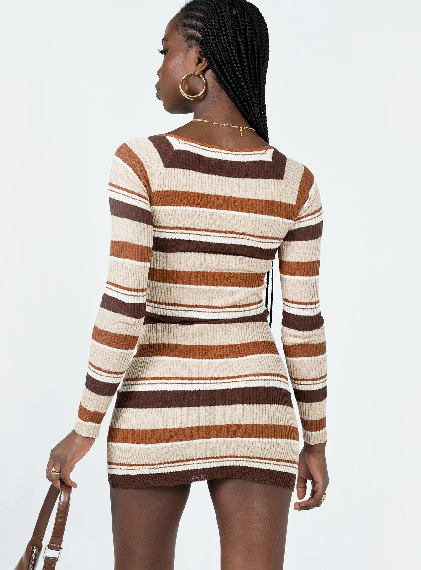 Domini Mini Dress Brown Multi Smooth Lines
