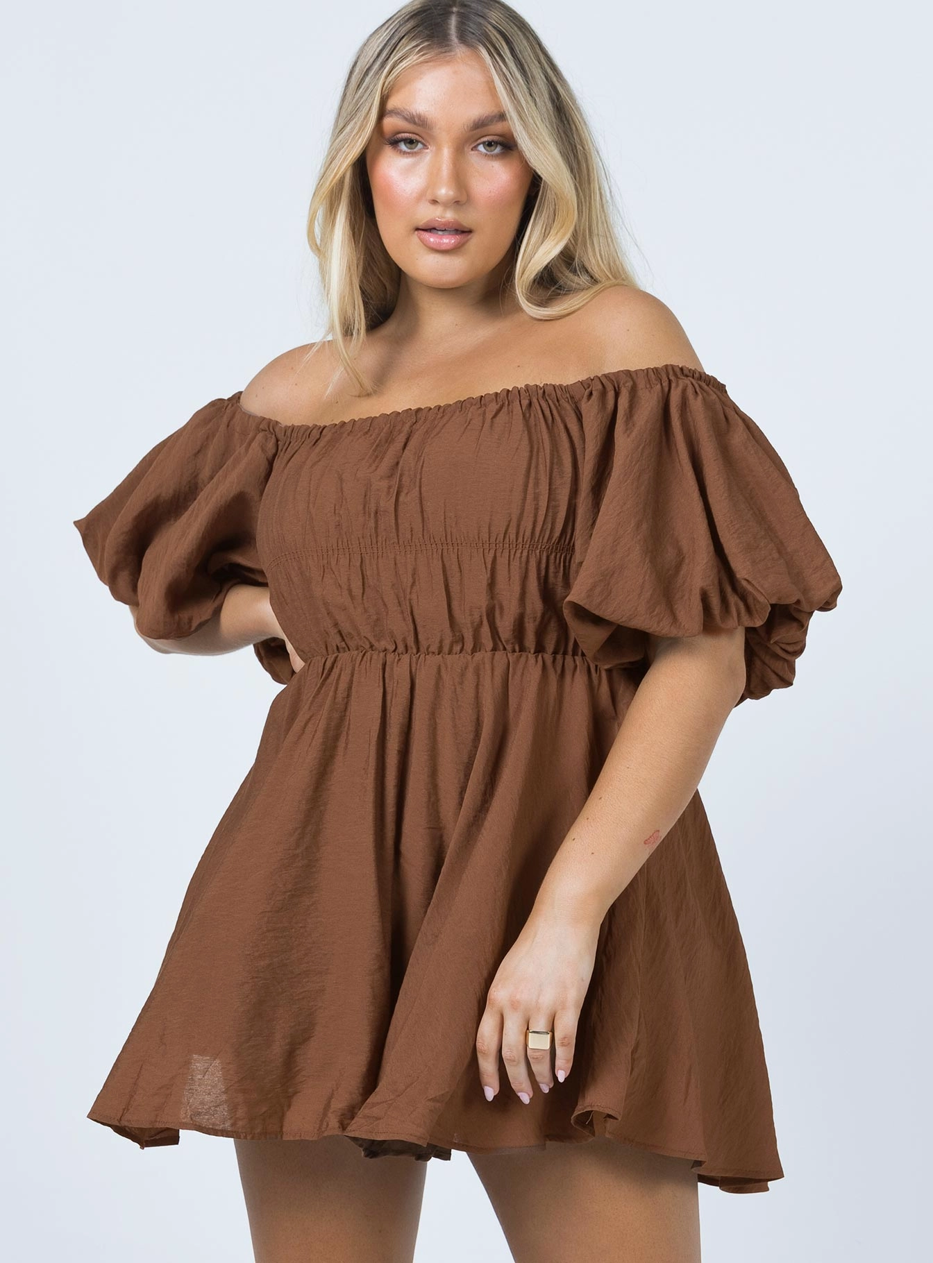 Halton Mini Dress Brown Chic Design
