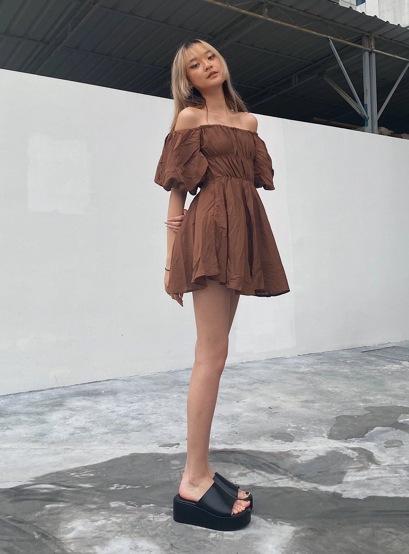 Halton Mini Dress Brown Natural Light