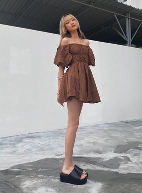 Halton Mini Dress Brown Natural Light