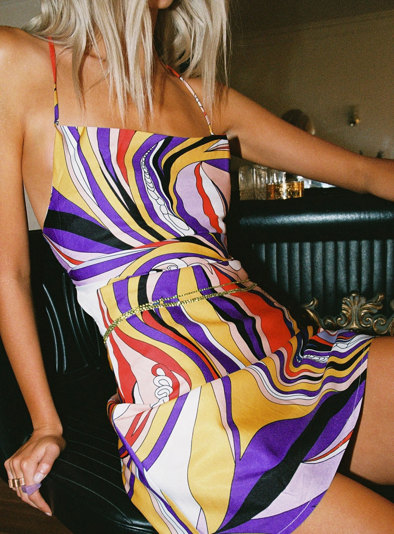 Bright-Hue AntiFrayEdging Celena Mini Dress Multi
