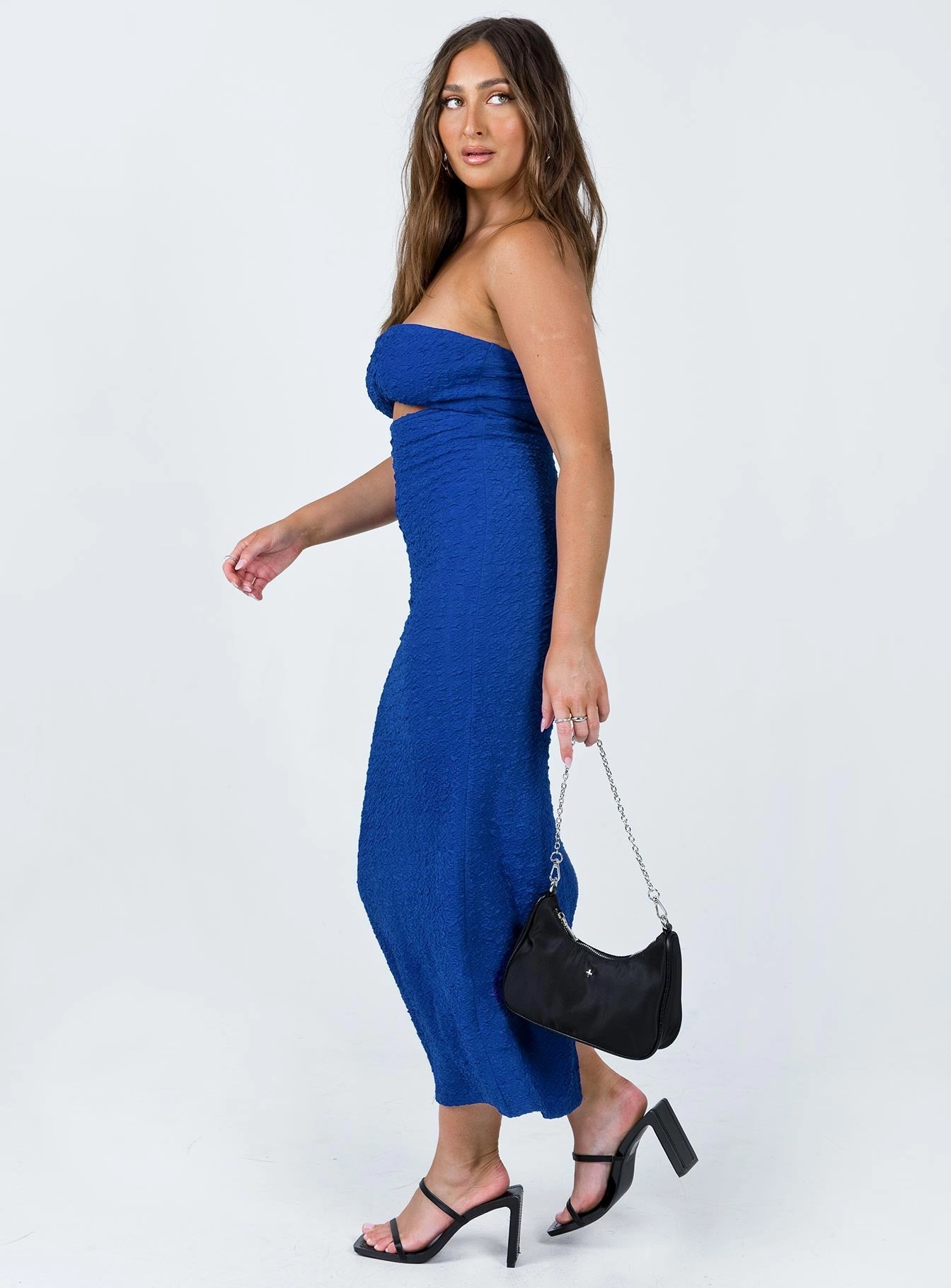 FlatlockSeam Neutral Layer Talena Strapless Midi Dress Blue