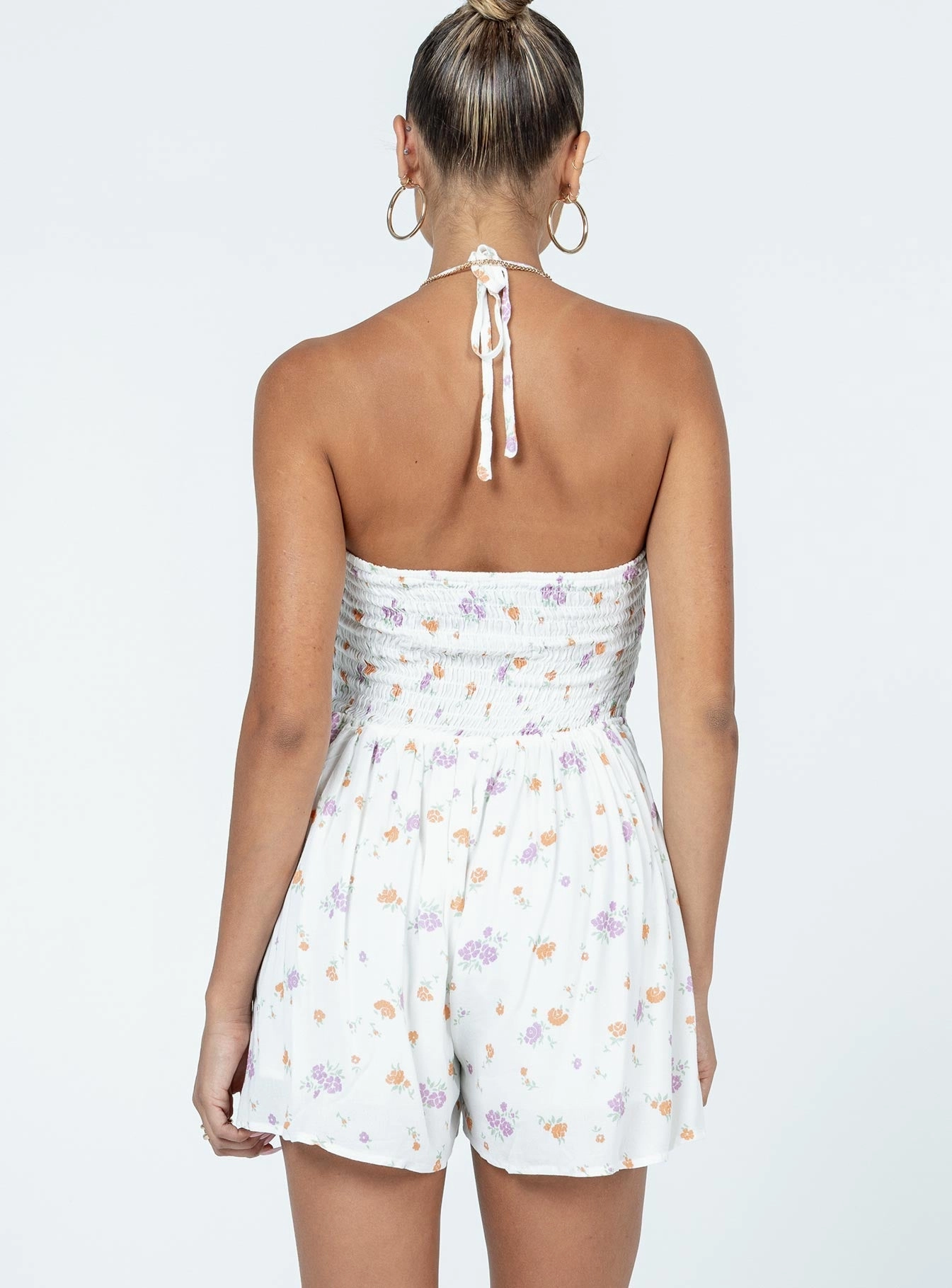 Emery Floral Halter Romper Multi Flattering Design Moment Light