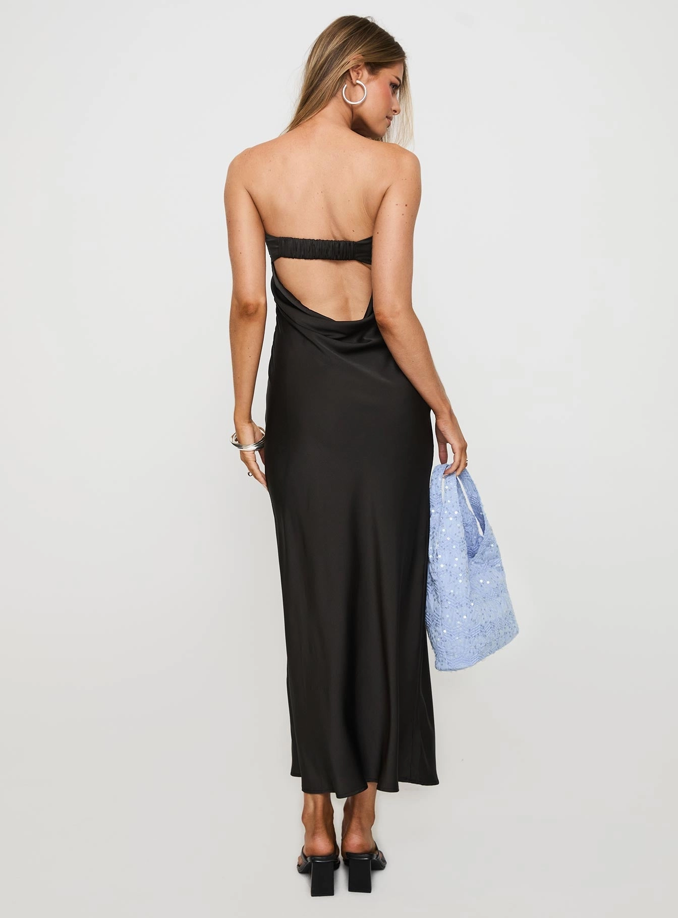 Smart Layering Fold-Over-Detail Shaun Midi Dress Black