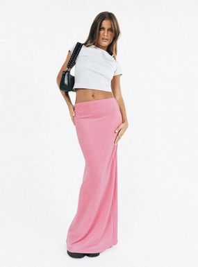 Harriette Maxi Skirt Pink Lurex Water resistant coating