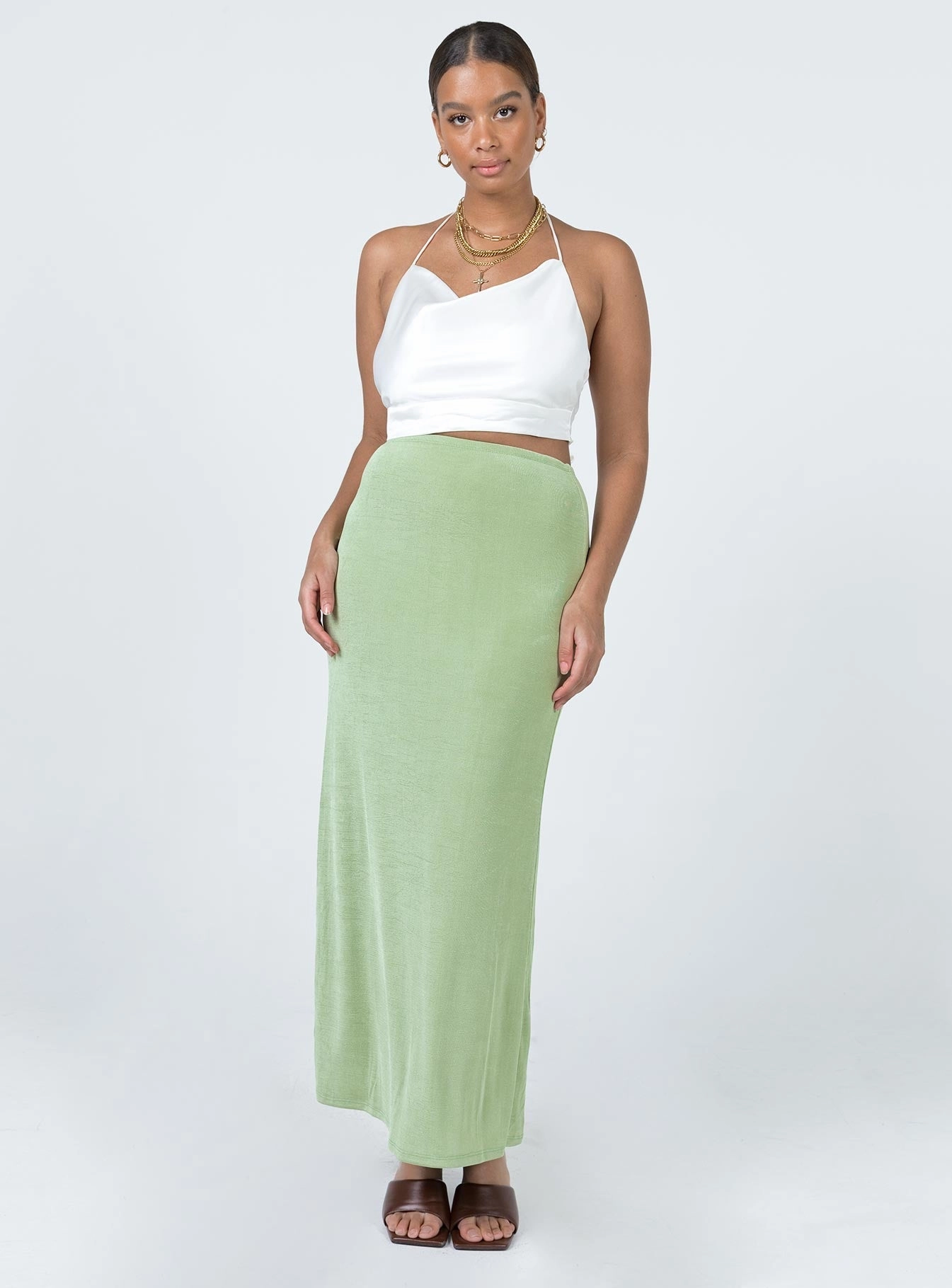 Harriette Maxi Skirt Sage Gentle Wear Cozy Edge