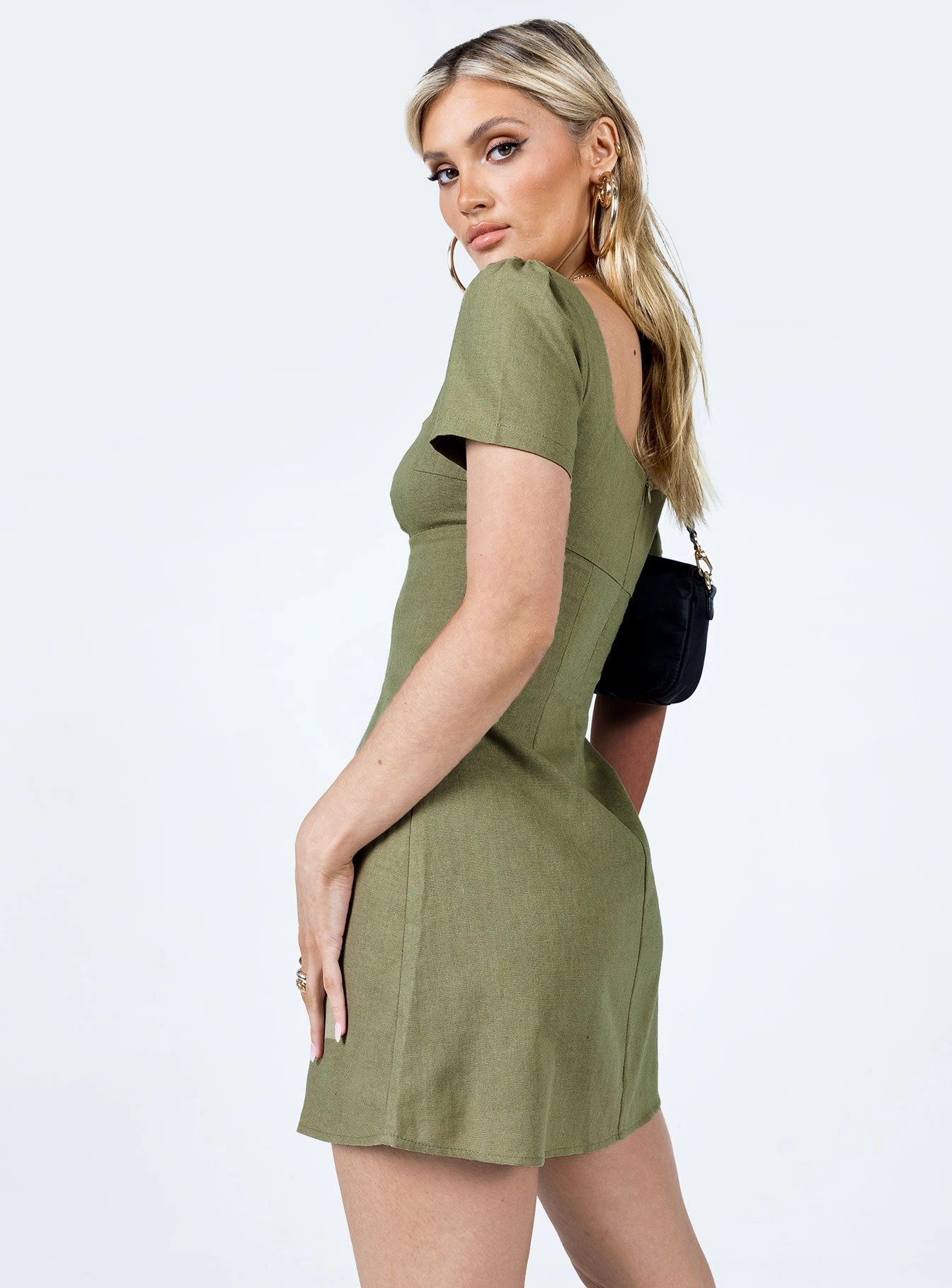Hastings Mini Dress Khaki Light Silhouette Feminine Charm