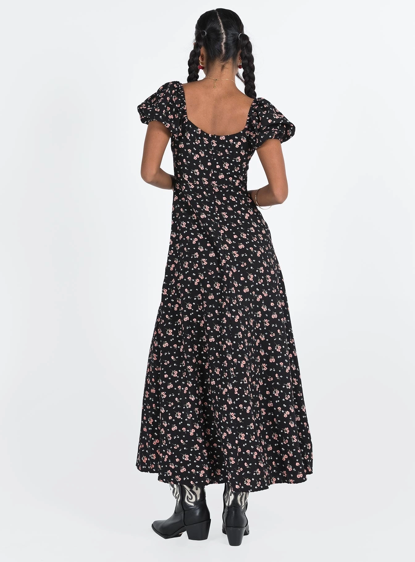 Hauser Maxi Dress Black Floral Bare Glow
