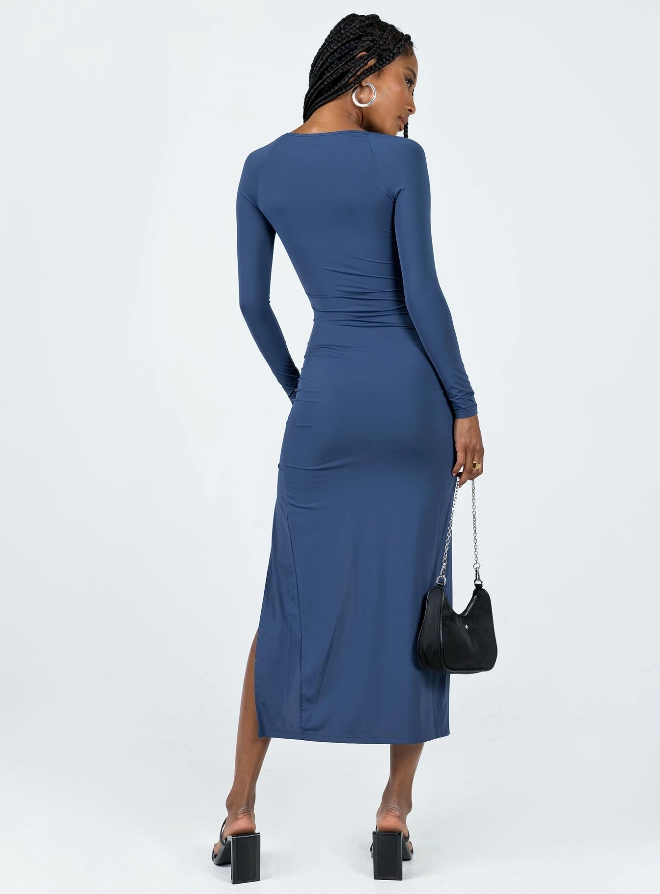 Hayward Long Sleeve Midi Dress Blue Fall Comfort