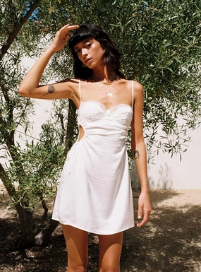 Work or Casual Casual Comfort Wear Hazel Cut Out Mini Dress White