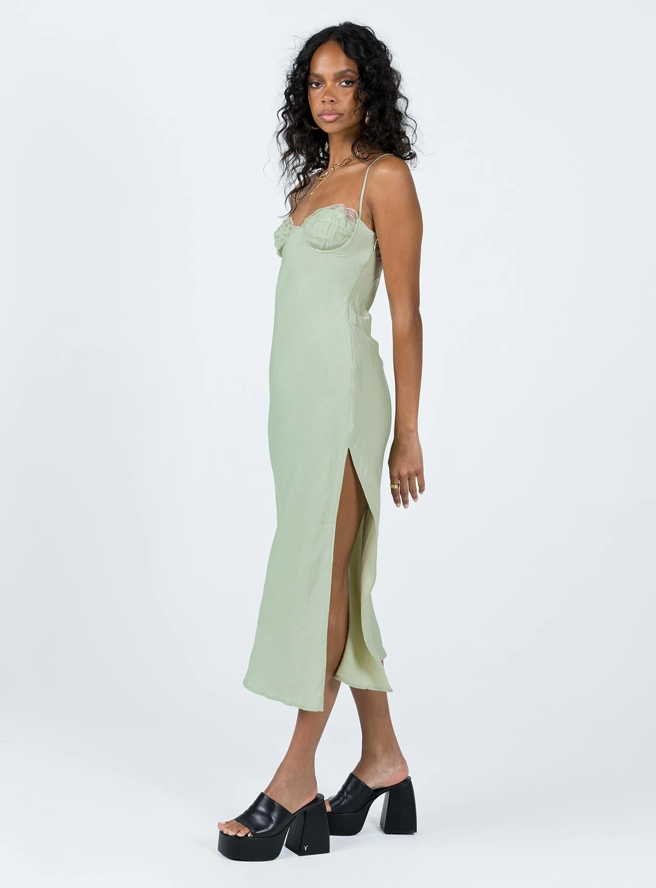 Hazel Midi Dress Sage Gentle Stitch