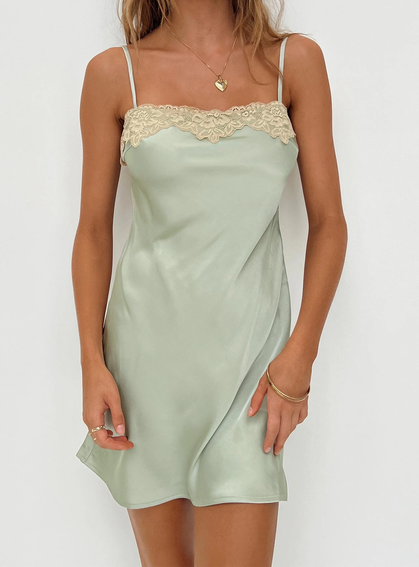 Elegant Appearance Layered Wear Hazell Mini Dress Sage