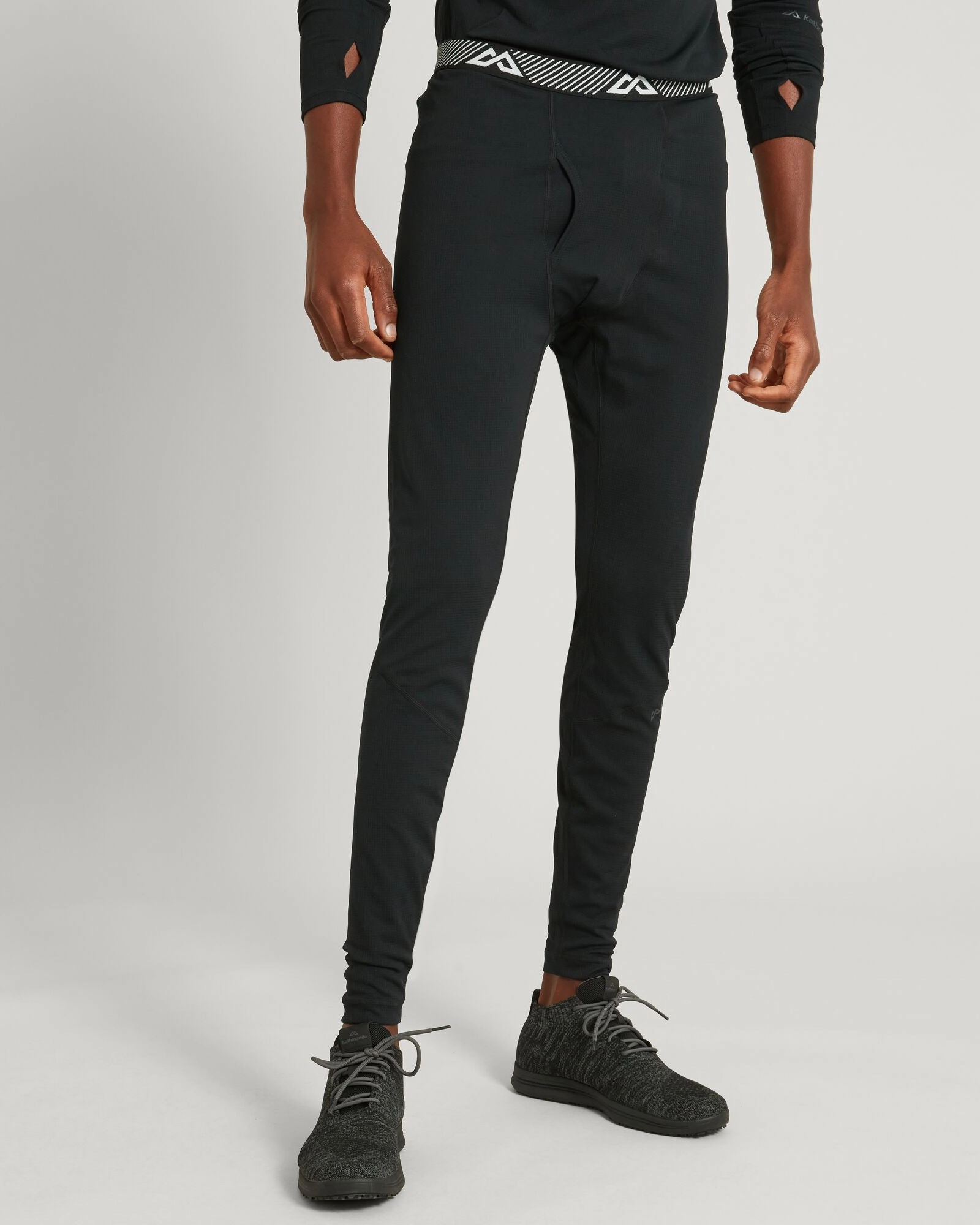 KMDAction Men's Long Johns Pants - Black Sweat Wicking Panels