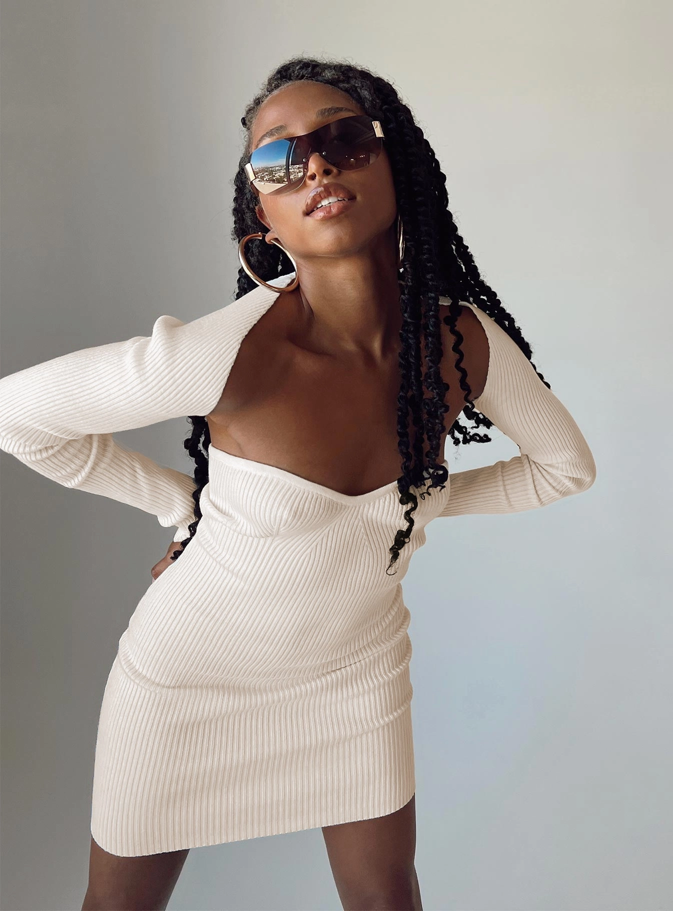 Easy to Wear Elegant Fit Hellie Mini Dress Cream