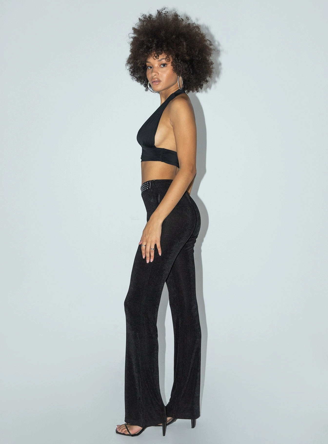 Work Flex Tear Resistant Design Motel Tarava Trouser Crepe Hotfix Diamante Black