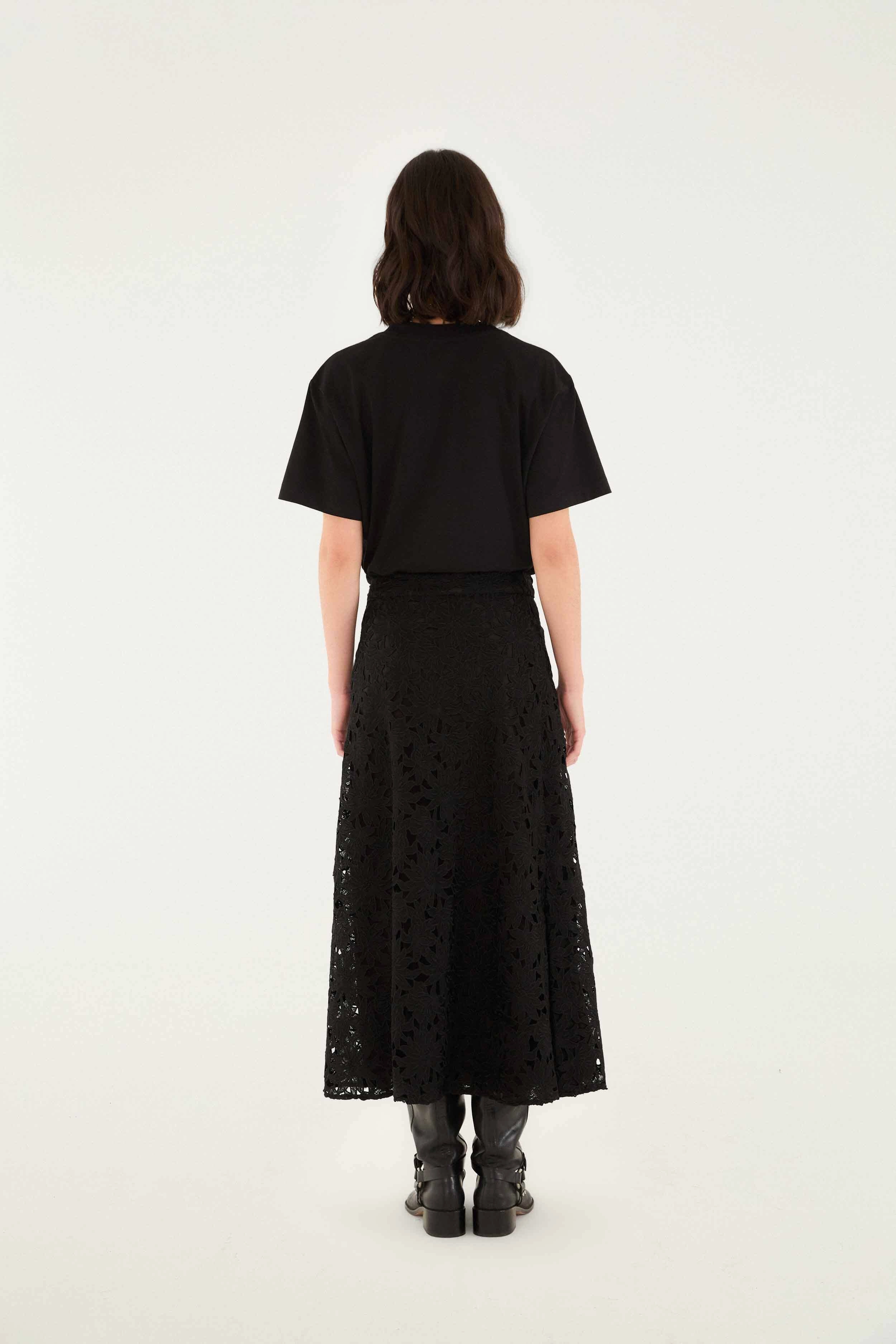 Black Flowered Lace Midi Skirt Season To Season