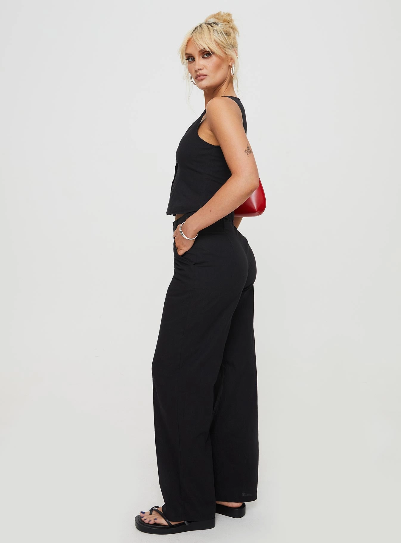 Sofi Pants Black Laser Cut Perforations