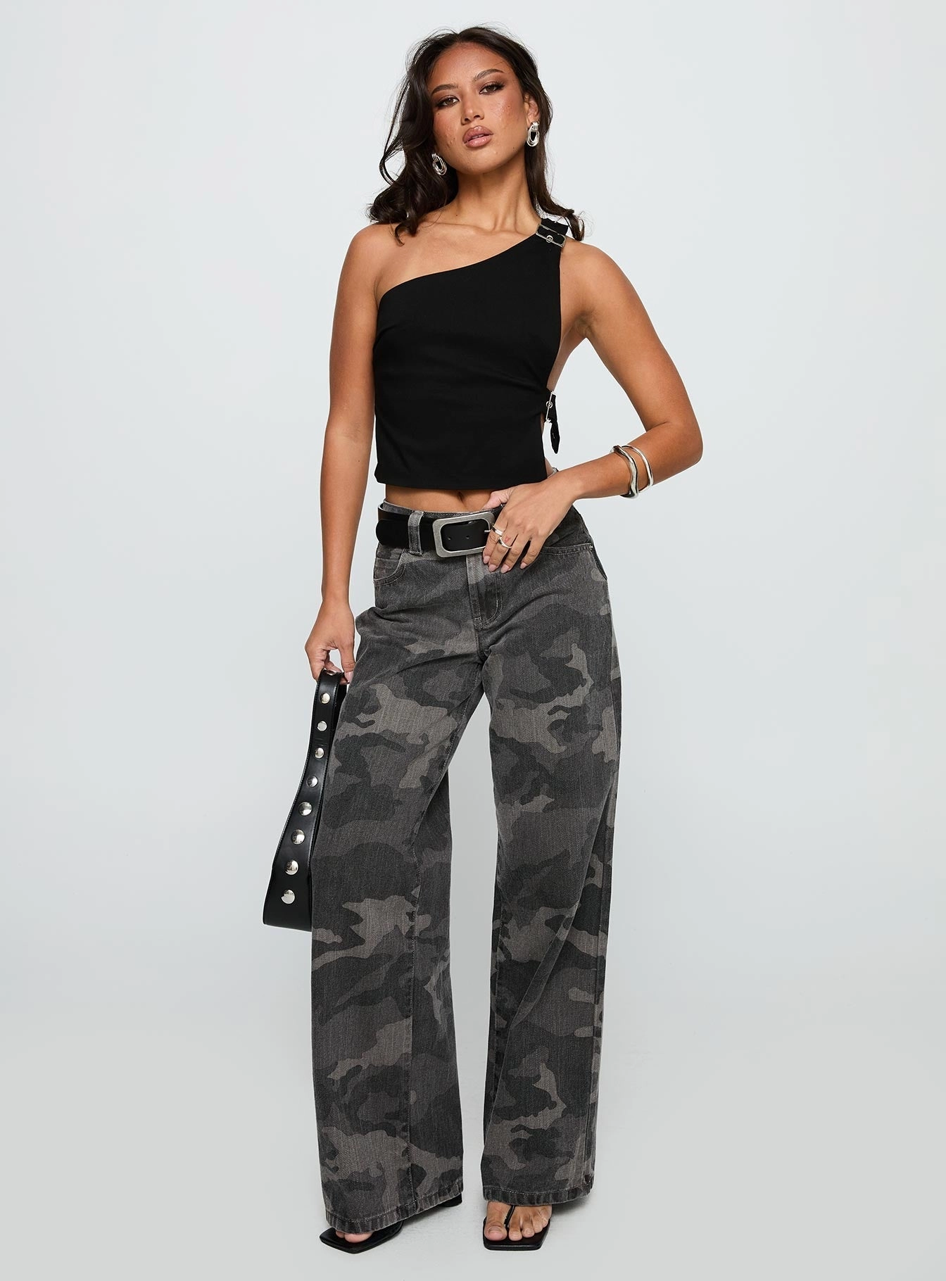 Big Talk Mid Rise Straight Leg Jeans Grey Washed Camo Student Outfit Work Ready Winter Warmth Outdoor Adventure
