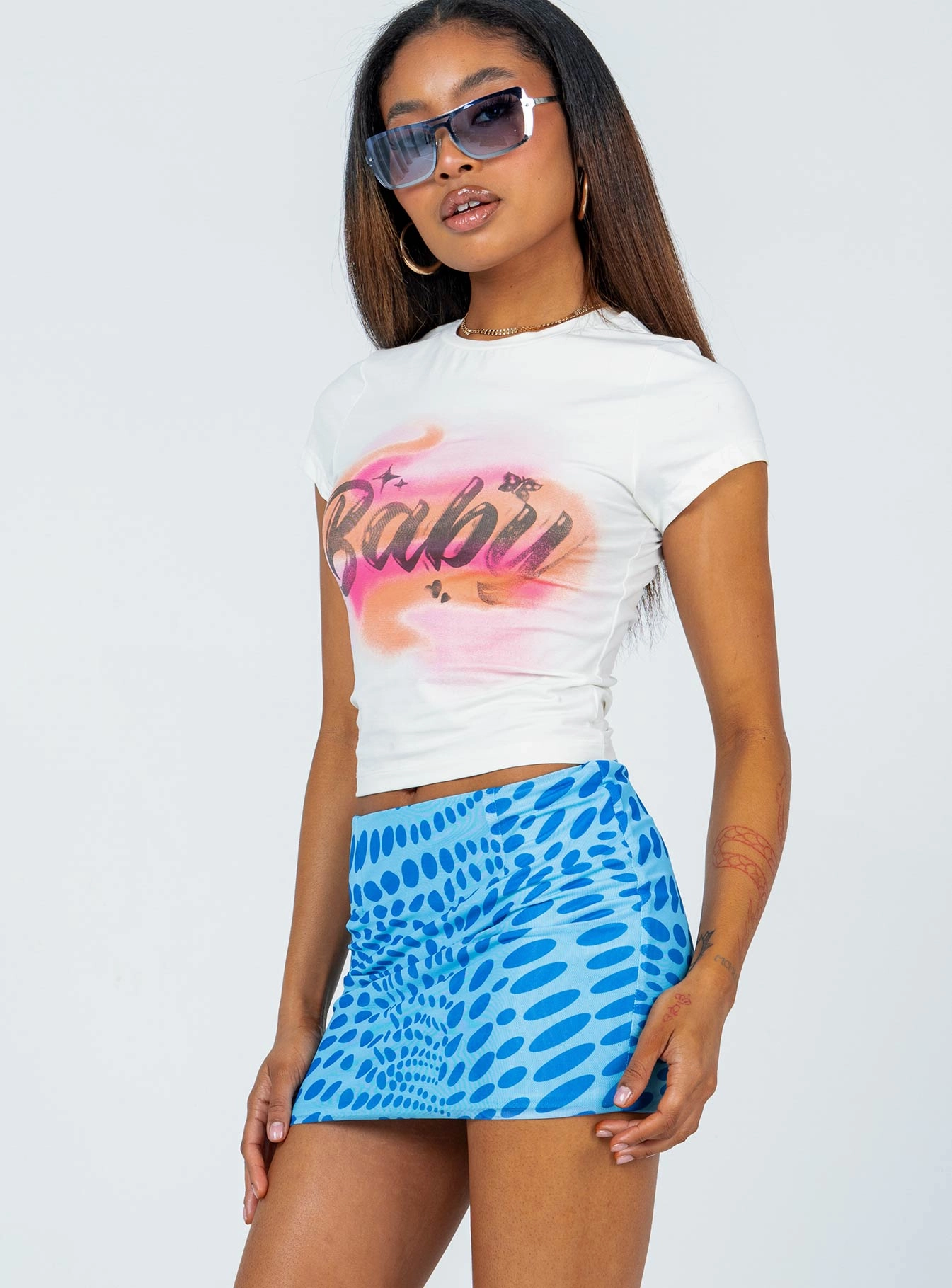 Matte Finish Forbidden Mini Skirt Blue