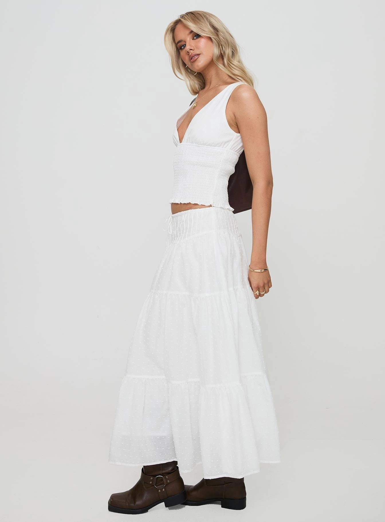 Everyday Favorite Cherry On Top Maxi Skirt White