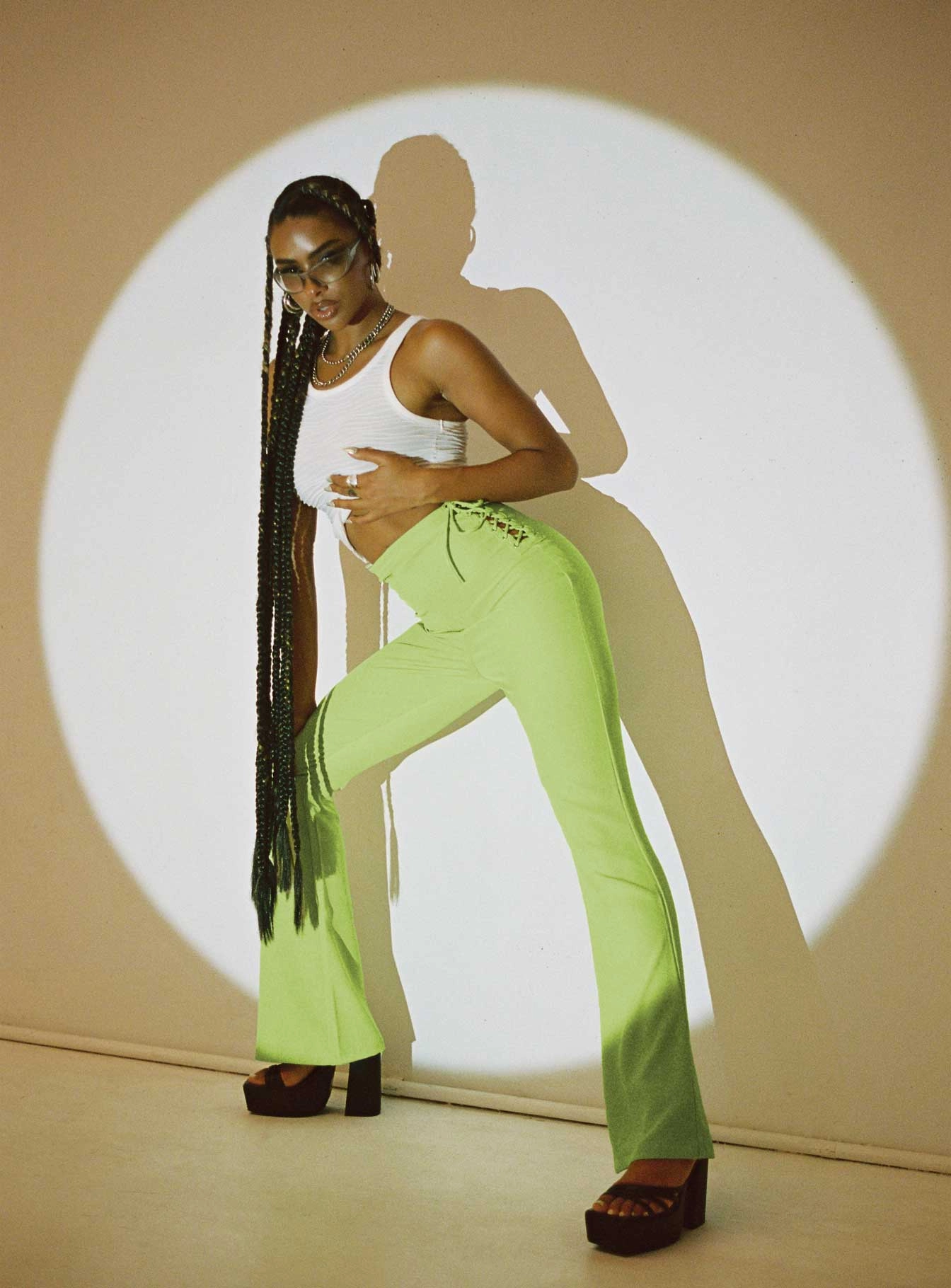 Quick Access Ultra Soft Mid Way Laced Flare Pants Green