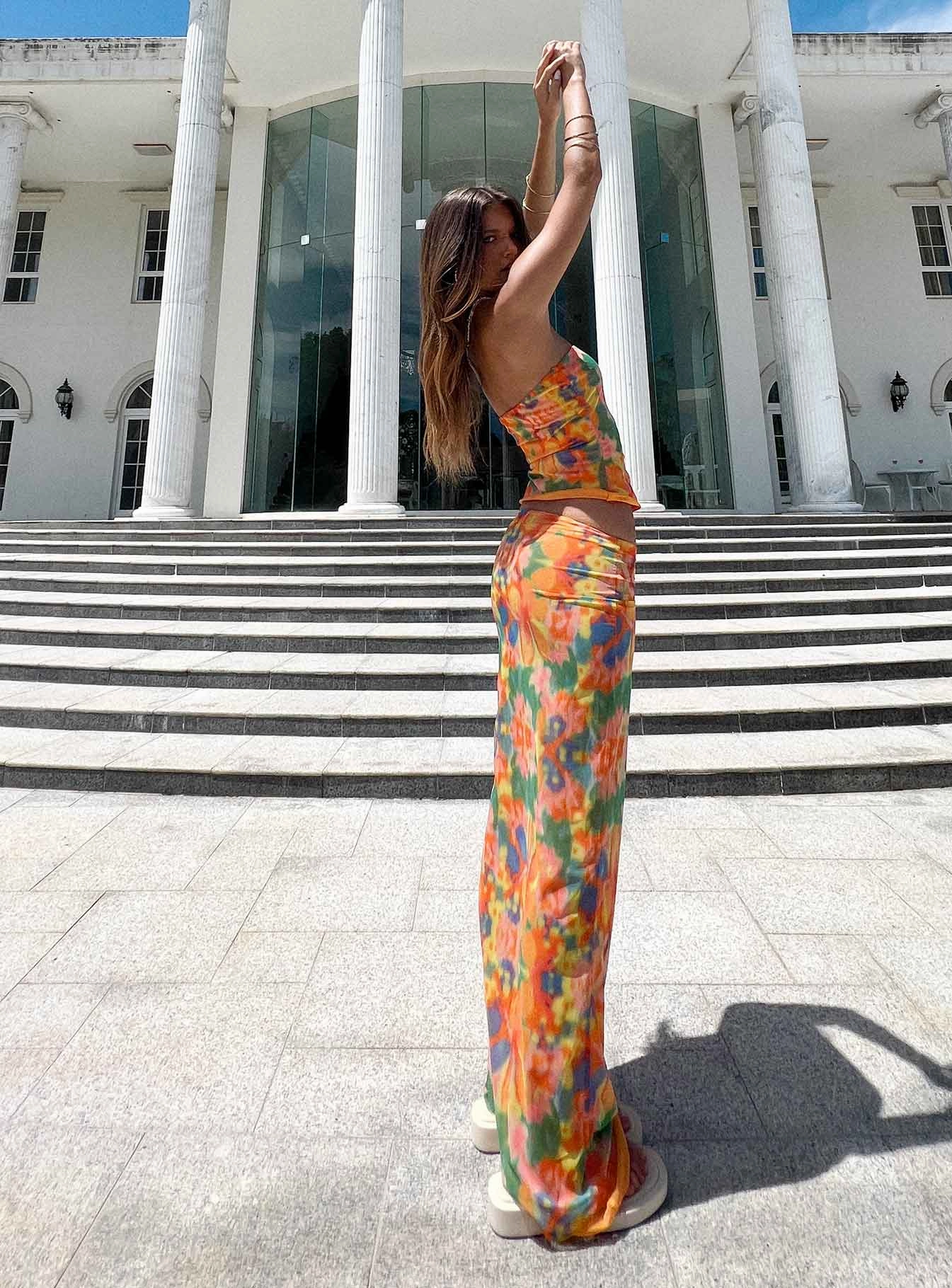 Hillcrest Floral Maxi Skirt Multi Timeless Piece Flexible Knit