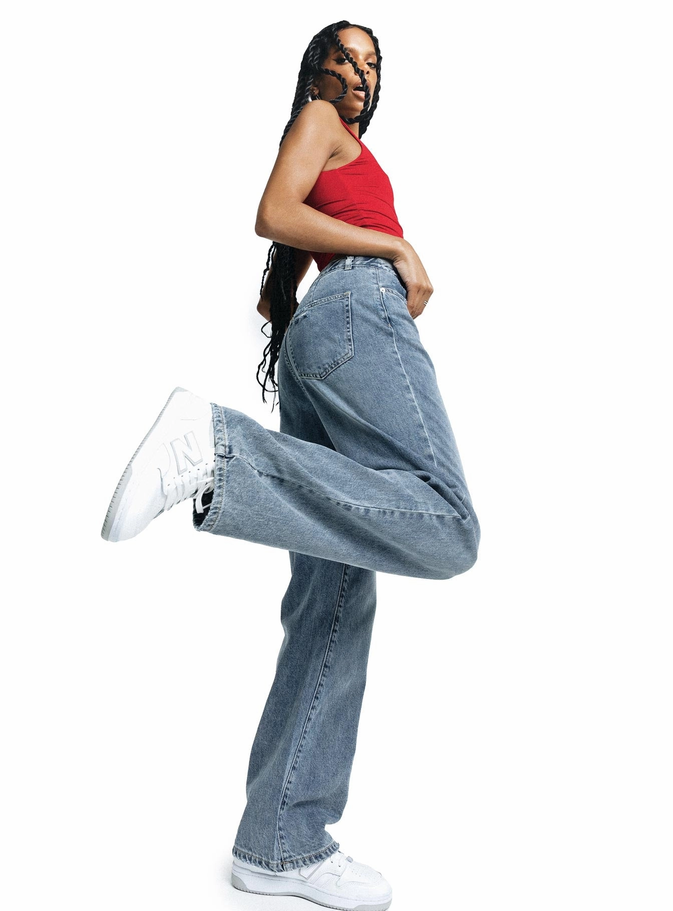 Hoban Jeans Mid Wash Denim Wide Leg Silhouette