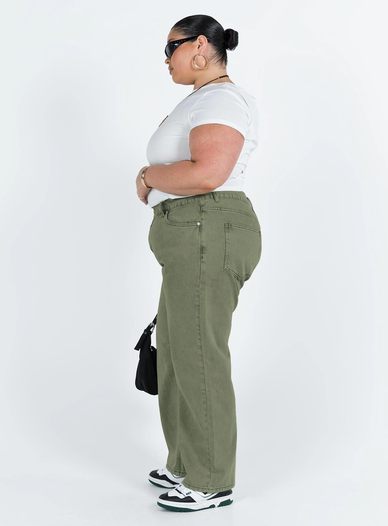 Holly Asymmetric Straight Leg Jean Green Denim Curve Low Maintenance