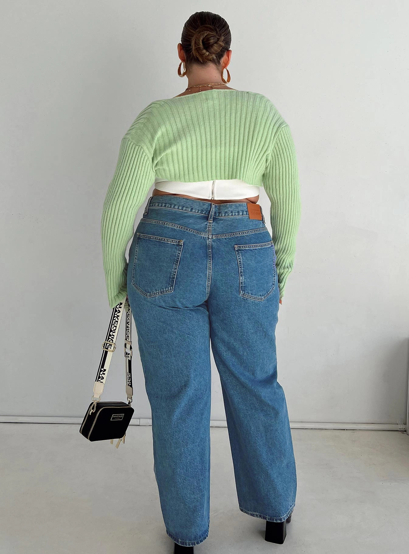 Bartack Stitching Wearable Piece Holly Asymmetric Straight Leg Jean Mid Wash Denim Curve
