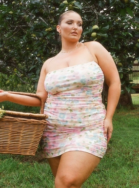 summer breeze Hopeless Romantic Mesh Ruched Mini Dress Multi Curve