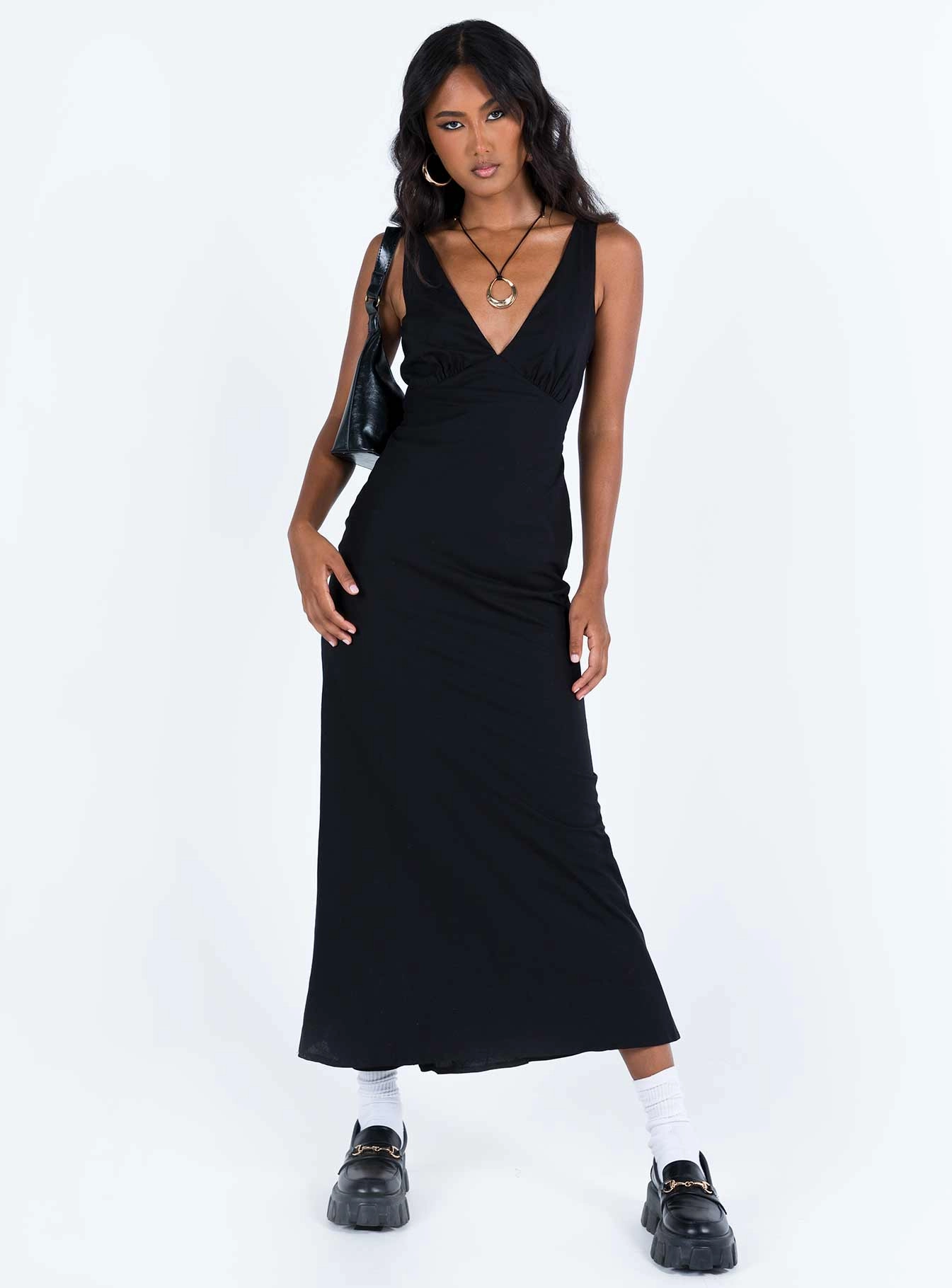 All Look Nellie Maxi Dress Black Linen