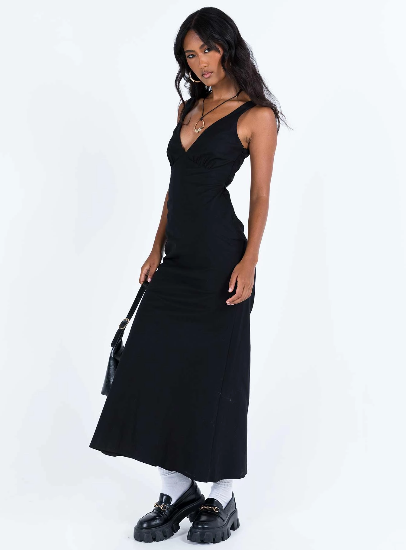 Soft Composition Sleek Look Nellie Maxi Dress Black Linen