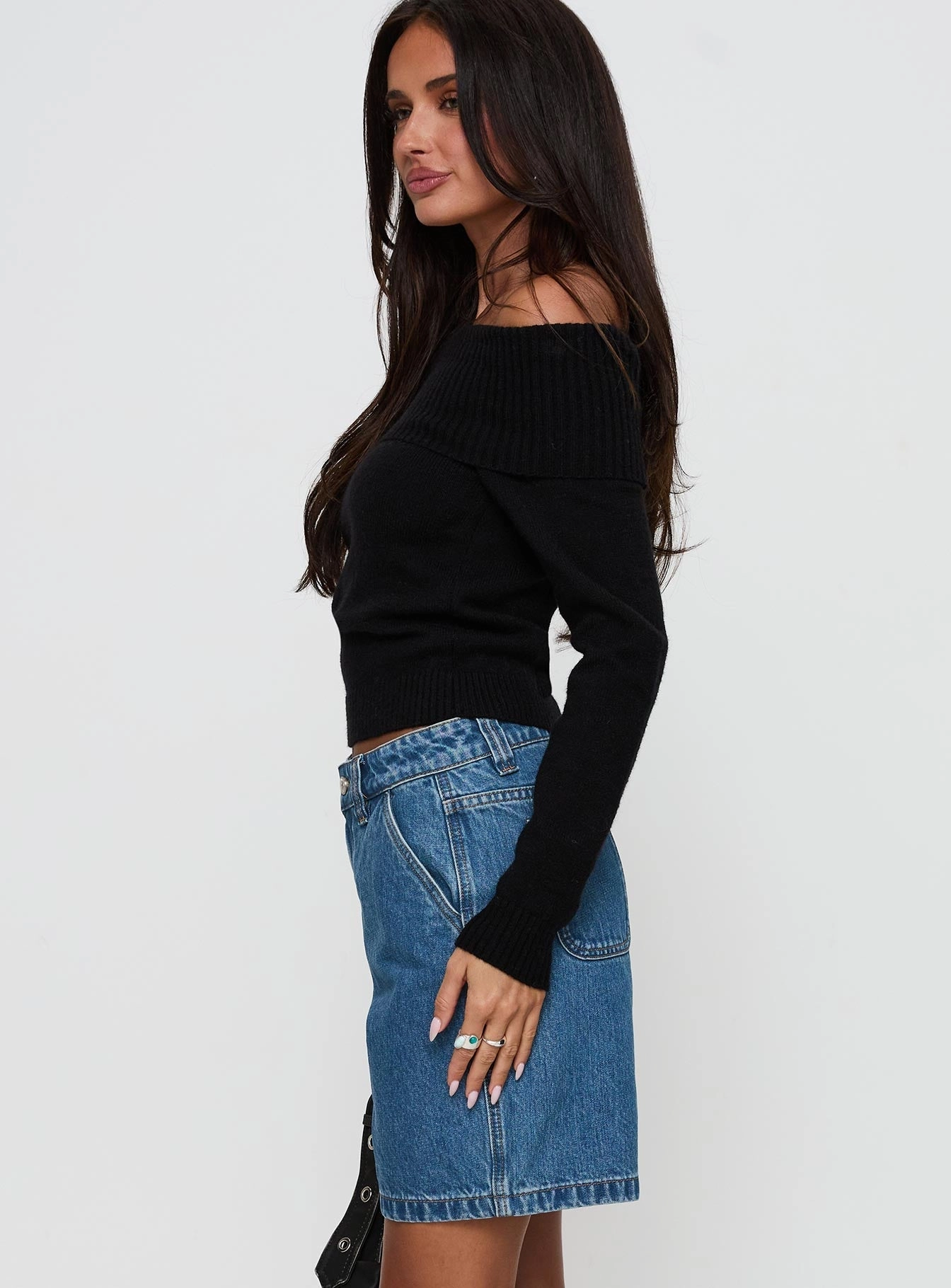 Weekend Comfort Hurricanes Longline Denim Shorts Mid Wash