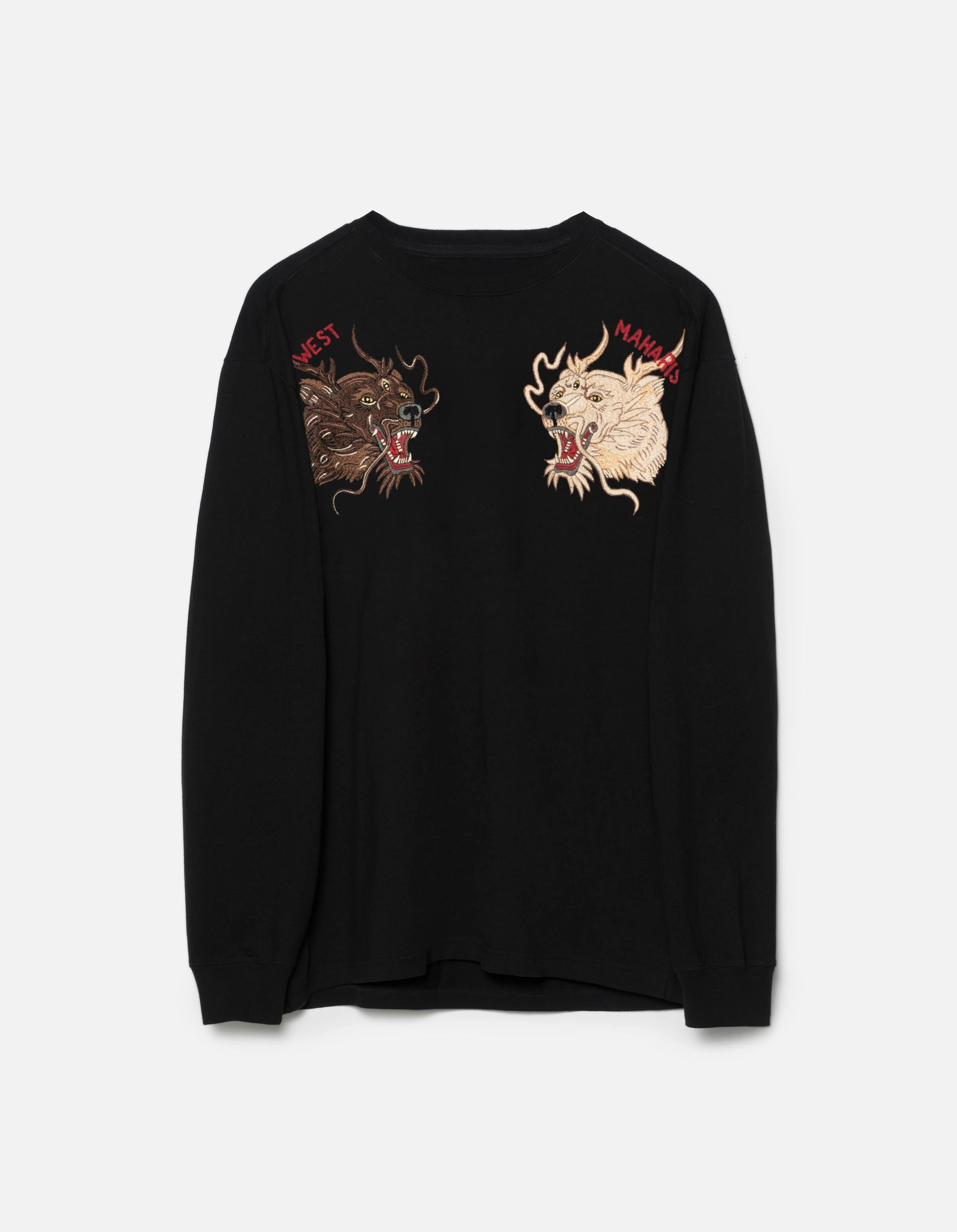 7090 Duality Bering Bears Embroidered L/S T-Shirt Black BondedEdges