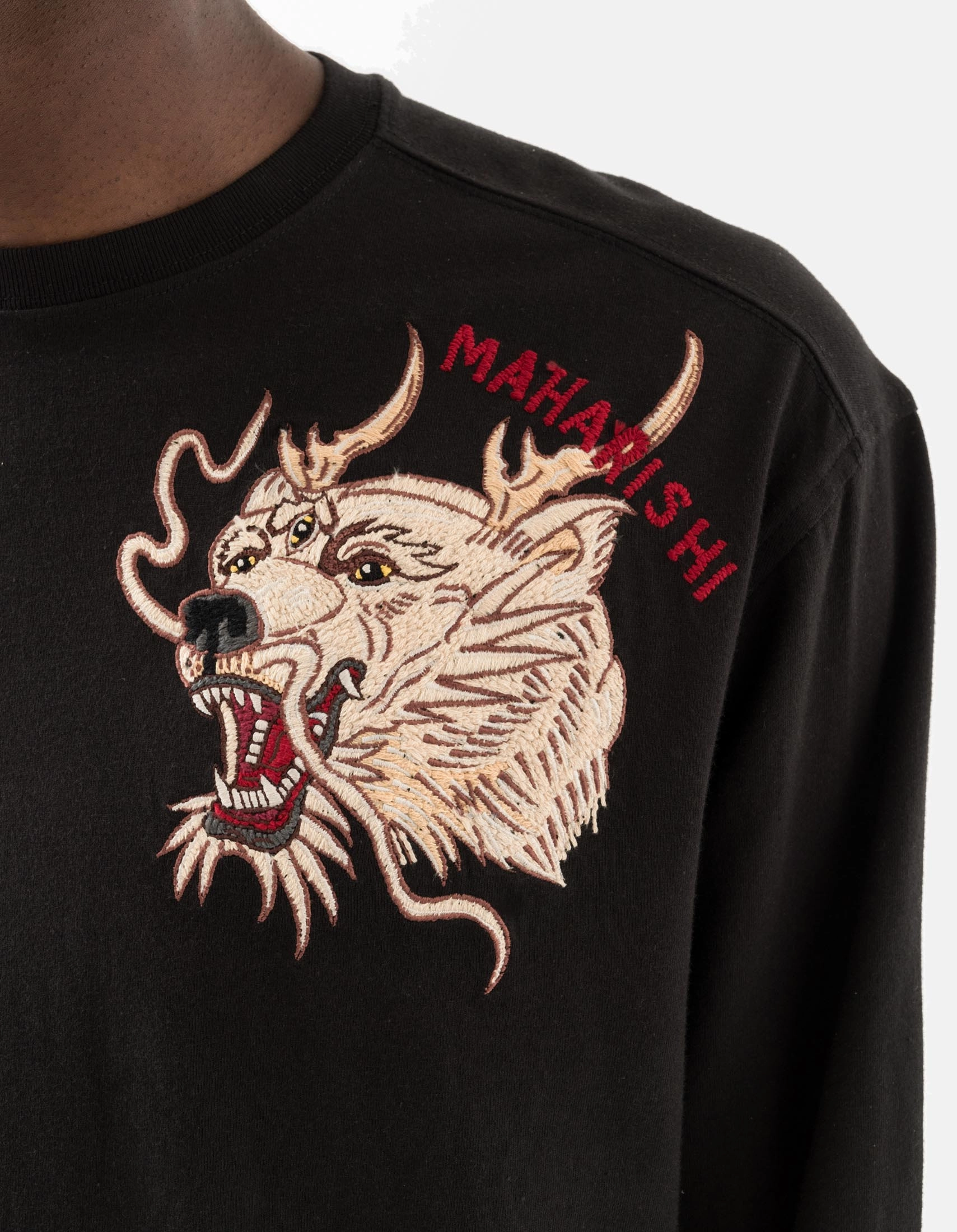 Sporty Hoodie 7090 Duality Bering Bears Embroidered L/S T-Shirt Black